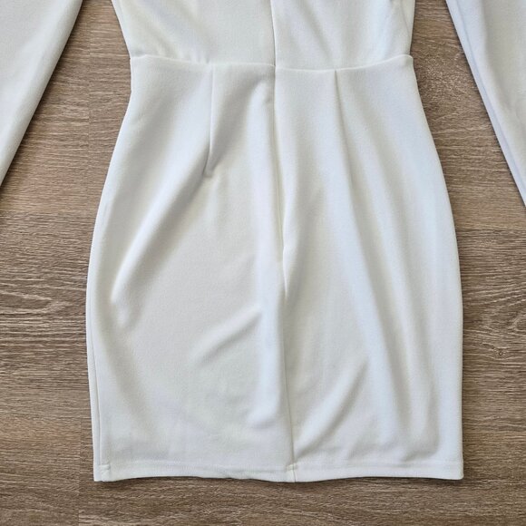 Lulus Treasure Forever White Long Sleeve Bodycon Mini Dress with V Neck Size XS - Picture 7 of 17